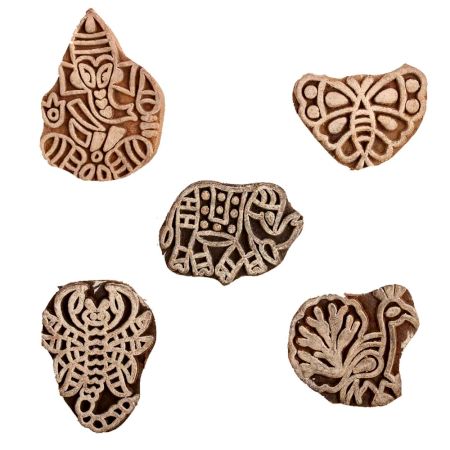 Set of 5 Piece New Mix Wooden Printing Block